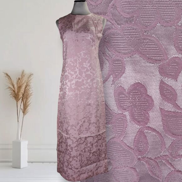 Vintage 60s Mod Maxi Shift Dress Size 8 Floral Jacquard Cotton Blend Cocktail - Picture 1 of 13